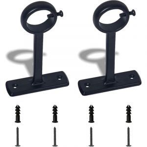 2 supports de tringle &agrave; rideaux, fixation de tringle &agrave; rideaux, support de tringle &agrave; rideaux mural et plafond, noir
