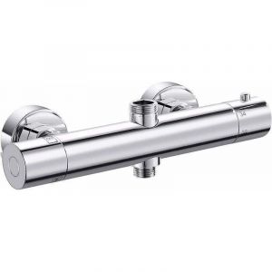 Alovez - Mitigeur thermostatique de douche,Robinet de douche thermostatique cylindrique &agrave; double sortie,Sup&eacute;rieur G3/4 bsp (26,4 mm) + Inf&eacute;rieur G1/2
