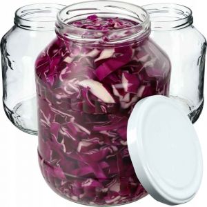 Kadax - Lot de 8 bocaux en verre à insérer, 1,7 l, fi89 mm, verre de concombre, bocaux en conserve, bocaux ronds, avec couvercle à visser (blanc