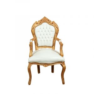 Chaise de cuisine en bois Chaise salle à manger 60x105x60 cm Fauteuil rembourré Chaises avec accoudoirs Chaises de salon Baroque