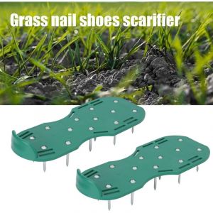 Aerateur Pelouse, Chaussure &agrave; Gazon Chaussures &agrave; Ongles Scarificateur Gazon Chaussures pour Gazon Jardin, Chaussure a Clou Ragreage avec Semelles et