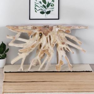Console naturelle en racine de teck brute SOUCHE 140cm - 140x40x80 cm - Kayu Meuble