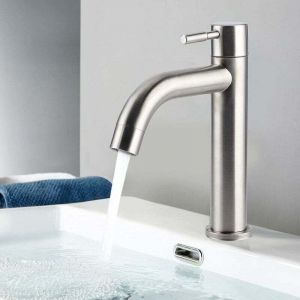 Robinet, G1/2 Acier Inoxydable Bross&eacute; Simple Robinet Froid Lavabo Robinet Eau Type Cl&eacute; Robinet Accessoire de Salle de Bains pour la Maison Cuisine