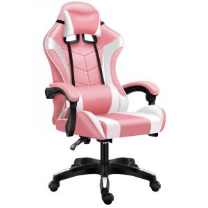Chaise de jeu GAME EXTREME en éco-cuir rose et blanc FG-004