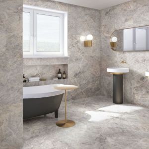 Plinthes pour Carrelage gr&egrave;s c&eacute;rame effet marbre PESCO - Greige (gris/beige) - Plinthe 60x7,5 cm bo&icirc;te de 10.20 ml - Greige (gris/beige)