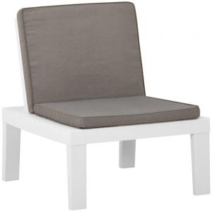 Chaise de salon de jardin, Chaise d'extérieur, fauteuil de jardin avec coussin plastique blanc togp65515 design in