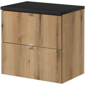 Meuble sous lavabo newport avec 2 tiroirs 60 x 60 x 40 cm effet ch&ecirc;ne noir [en.casa]