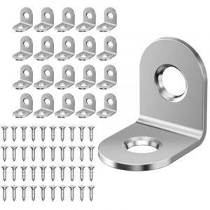 Largeight - Equerre Fixation 90 degr&eacute;s Equerre Metal, 20 Pi&egrave;ces 20 x 20 mm Inox &Eacute;querre de Fixation pour la R&eacute;paration de Meubles, Equerre inox pour