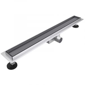 Fortifura Galeria Caniveau de douche - 140cm - grille &agrave; carreler - avec bride de sol - Gunmetal