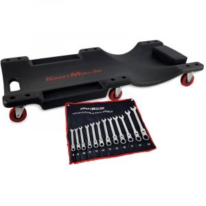 Chariot de visite Kraft M&uuml;ller, Set pour M&eacute;canicien, vidange v&eacute;hicule, Jeu de cl&eacute;s &agrave; cliquet Kraft M&uuml;ller KM 12PCS FLEX