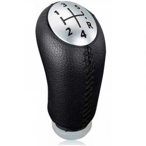 Pommeau de levier de vitesse manuel en cuir noir pour Renault Clio III, Megane 2 et Laguna, avec adaptateur inclus.-