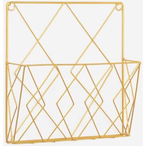 Porte-revues mural en m&eacute;tal, porte-journaux, panier &agrave; journaux, porte-revues mural pour magazines, livres et documents de bureau (dor&eacute;)