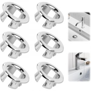 Lablanc - Anneau de Débordement d'Évier,6 Pièces Couvercle de Trop-Plein,Bouchon Trop Plein Lavabo,Cache Trou Lavabo,pour Lavabo, Salle de Bain,