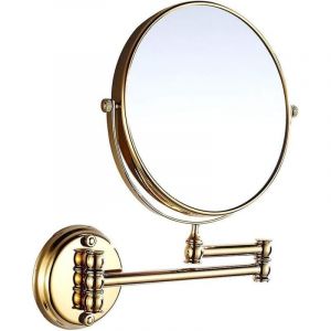 Miroir de maquillage mural pliable et r&eacute;tro de 20 cm pour salle de bain, miroir de beaut&eacute; t&eacute;lescopique rabattable (Or)