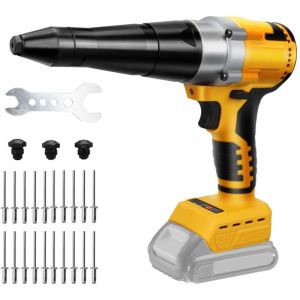 Riveteuse sans fil compatible avec Dewalt 20V batterie, Pistolet &agrave; riveter professionnelle sans balais avec lumi&egrave;re LED, 20 rivets, cl&eacute; et 3