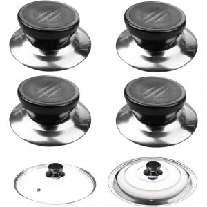 4 pi&egrave;ces Bouton de Couvercle, poign&eacute;e couvercle poele, Bouton Couvercle Casserole Housses, Poign&eacute;e Couvercle Casserole Convient aux Bouilloires