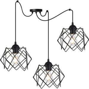 Suspension Araign&eacute;e Stella 3 Abat-Jour Noir Plat E27