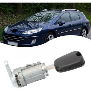 Serrure Barillet pour Porte Compatible avec Peu-g-e0t 307 407,Barillet Serrure Cylindre Serrure de Porte Avant Gauche 9170R4 9170R5 - Lntyq