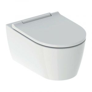Pack wc suspendu Geberit one, caréné, TurboFlush, abattant ralenti et déclipsable, KeraTect, Blanc/blanc