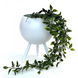 Dandibo - Tabouret &agrave; fleurs M&eacute;tal avec pot Blanc 27 cm Porte-fleurs 96259 l Colonne &agrave; fleurs Moderne Porte-plantes Tabouret &agrave; plantes