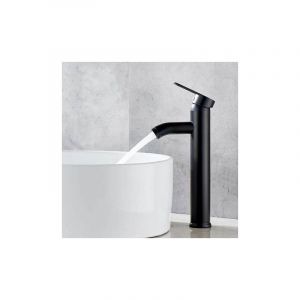 Tuserxln - Robinet Salle Bain Cascade Noir Mat, Mitigeur Lavabo Cascade Haut, Robinet Lavabo avec bec Hauteur, Robinetterie Vasque à Poser Carré en