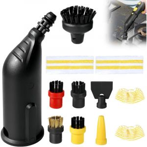 12 Pcs Accessoires pour Nettoyeur Vapeur K&auml;Rcher Sc1, Sc2, Sc3, Sc4 Sc5, Brosse Ronde, Brosse Plate, Embout Courbe, Housse De Nettoyage, Embout
