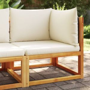 Torana - Canapé d'angle de avec coussins en bois d'acacia et rotin