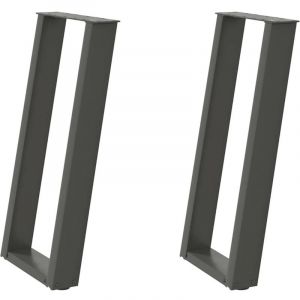 Pied de meuble，Pieds de table console en U, 2 pi&egrave;ces, anthracite, 38 x (72-73) cm, acier CFW34390