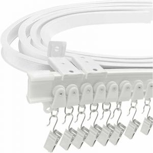 3M Rail Rideaux Tringle Rideau Flexible Rail de Rideau Flexible avec 24 Crochet de rideau et 24 Poulie pour Balcon Baie Vitr&eacute;e Salon Baignoire