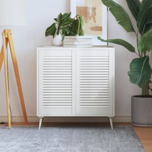 Portes d'armoire à persiennes, Porte de placard 2 pcs blanc 69x39,4 cm pin massif ASAF98844 DESIGN IN