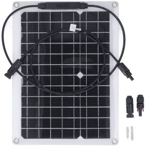 Jeffergarden Kit solaire flexible compact 18 V 15 W pour recharger une batterie, cam&eacute;ra de s&eacute;curit&eacute;, portail automatique, poulailler, bateau,