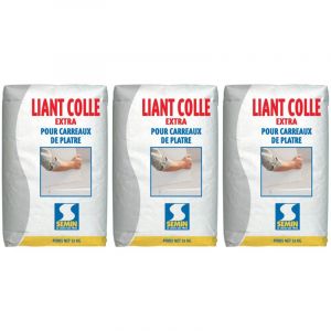 Colle Liant Extra Semin Carreaux de Pl&acirc;tre - Int&eacute;rieur - Poudre - Sac de 25 kg (lot de 3)