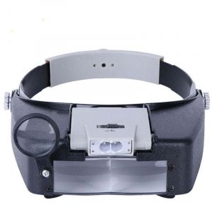 Bandeau Loupe Horloger Mains Libres Loupe avec Lumière Casque Loupe Grossissante avec LED Lumière, pour Horloger, Bijoutier, Lecture
