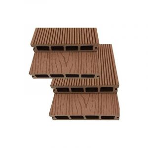 Suinga - Lot de 4 Planche de jardin en bois composite 200 x 14,6 x 2,5 cm, trottoir extérieur, décoration de jardin