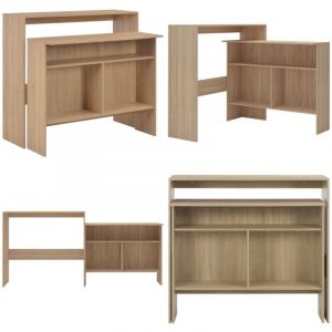 Table de bar avec 2 dessus de table Chêne 130x40x120 cm - Table De Bar - Table Haute - Meuble De Salon - Mobilier Tendance - Table Chêne - Home &