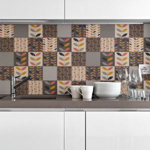 Sticker Mural Carrelage adh&eacute;sif Cuisine Salle de Bain - 30 stickers carrelages scandinave lasse - 30stickers15x15cm