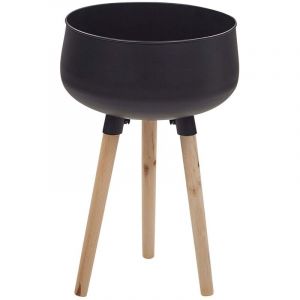 Beliani - Jardini&egrave;re Pot de Fleur en M&eacute;tal 35 x 35 x 55 cm avec Pieds en Bois Clair Moderne et R&eacute;sistant pour Int&eacute;rieur Ext&eacute;rieur