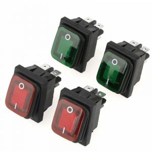 Jusch - 4Pcs Interrupteur à Bascule pour Bateaux, Interrupteur Etanche, Mini Interrupteur à Bascule de Type spst on-off Lampe Rouge Vert 4 Broches 2