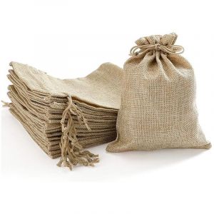 Sollbry - 30 Dragees Toile de Jute, Pochon Jute 10x14cm, Petit Sac en Toile de Jute, Pochon tissu mariage, Petits Sacs Cadeaux en Jute, Sac Jute,