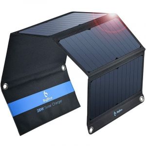 [Mise &agrave; niveau] Chargeur solaire 3 USB-A 28 W (5 V/4,8 A max), chargeur de panneau solaire portable Sunpower pour camping &eacute;tanche Samsung Galaxy LG