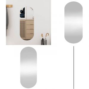 Miroir mural 25x60 cm Verre Ovale - Miroir Mural - Miroir Ovale - Miroir Décoration - Miroir Argenté - Miroir Salle De Bain - Home & Living