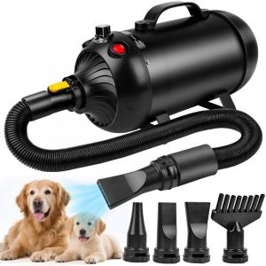 Pulseur pour Chien Professionnel, 2800W Souffleur Chiens Silencieux, Pulseur pour Chien Poils Longs, Toilettage Sèche-Cheveux pour Animaux,Vitesse et