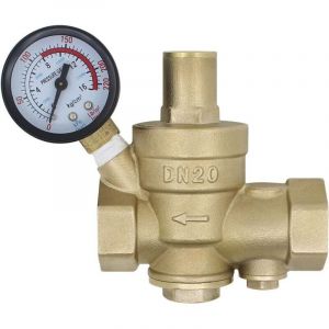 Regulateur de pression eau avec filtre rempla&ccedil;able 1/2 3/4 1 1-1/4 1-1/2 2 pouce - reducteur de pression d'eau avec manom&egrave;tre (DN20-3/4 pouce)