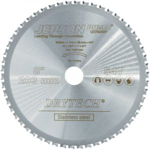 Jepson - Lame de scie circulaire &agrave; m&eacute;taux Drytech&reg;HM203/54Z D.203mm B.1,2mm hm per&ccedil;age-D.25,4mm Z.54