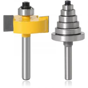 Sollbry - Fraise à Rainurer pour Défonceuse, 8mm Queue Fraise Rainureuse Bois Fraise à Feuillure Routeur Bit Avec 6 Roulements Réglables Outil de