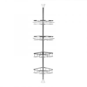 Etagère d'angle de douche télescopique en acier inoxydable 110-280cm,Etagère d'angle de douche à 4 niveaux