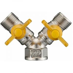 Raccord de Tuyau en Laiton avec Inverseur de Gaz, Double Sortie - 2 Voies.