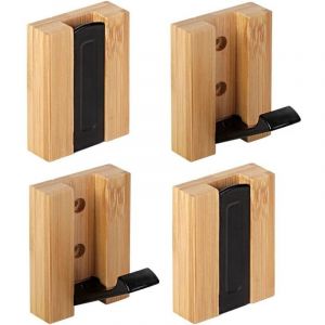 Crochet Pat&egrave;re Mural, 4 Pcs Porte Manteau Crochets R&eacute;tractables Bambou Crochet Adh&eacute;sif 3M pour Suspendre &eacute;charpes, Sacs &agrave; Main et Autres