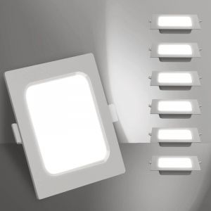 Aougo - led Encastrable, 6W équivalent à 72W, 6500K Lumière Blanche Froide, Blanc, Spot led Interieur Encastrable, led Hublot, Ф105mm, Pack de 6