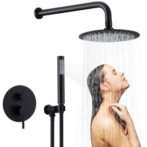 Ensemble de Douche Encastrable, SDLOGAL Systèmes de Douche avec Pomme de Douche Ronde 10 Pouces , Douchette à Mains, Mitigeur de Douche Salle de